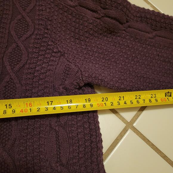 Jeanne Pierre Purple Cable Knit Cowl Neck Sweater Women's XL Cozy Pullover - Picture 7 of 9